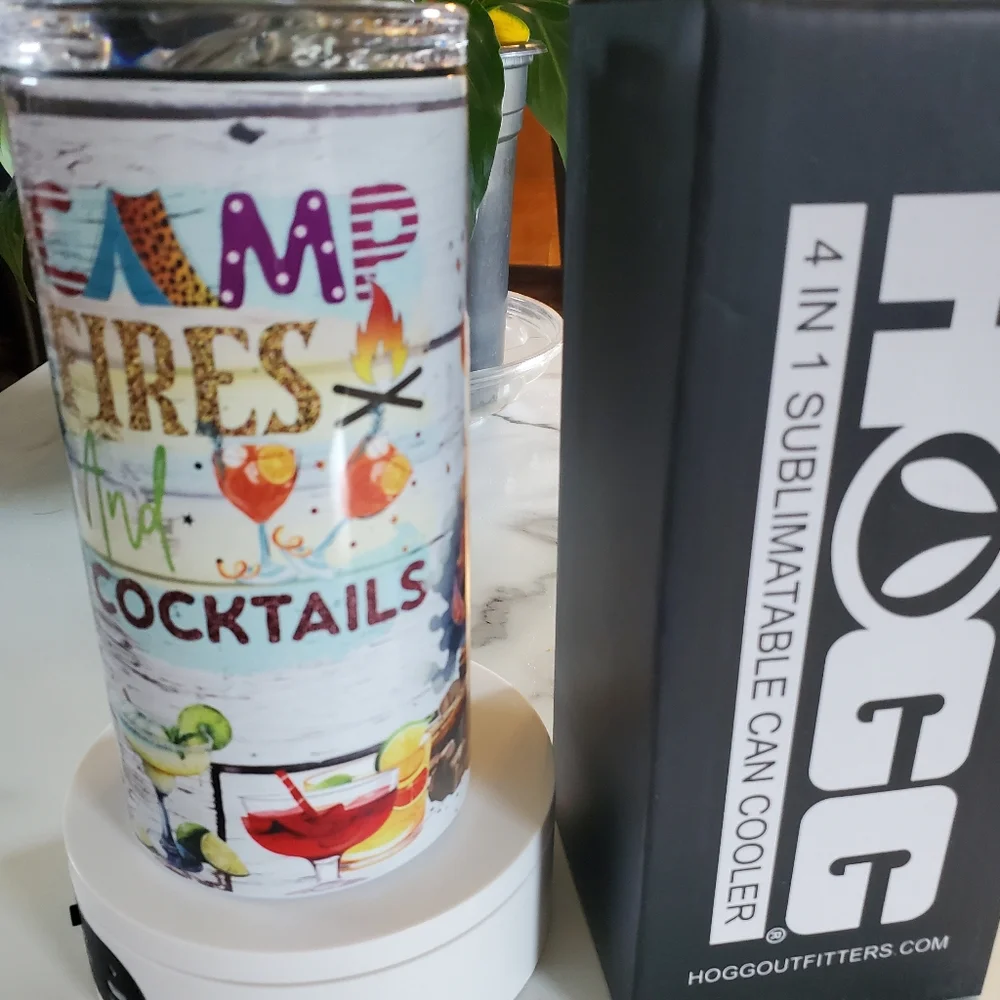 CAMP FIRES  And COCKTAILS 4 in 1 Can Cooler 14oz Tumbler 🎉sale